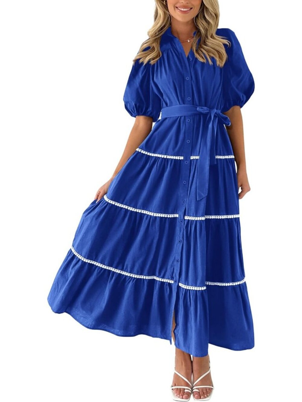 Summer Tiered Maxi Shirt Dress for Women - Boho Chic, Casual, Lightweight, Flowy